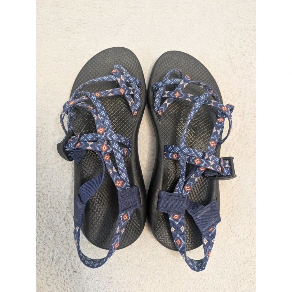 Chacos J105990 Sandals Women 1 Blue/Orange Strappy Outdoor Toe Loop Water Hiking